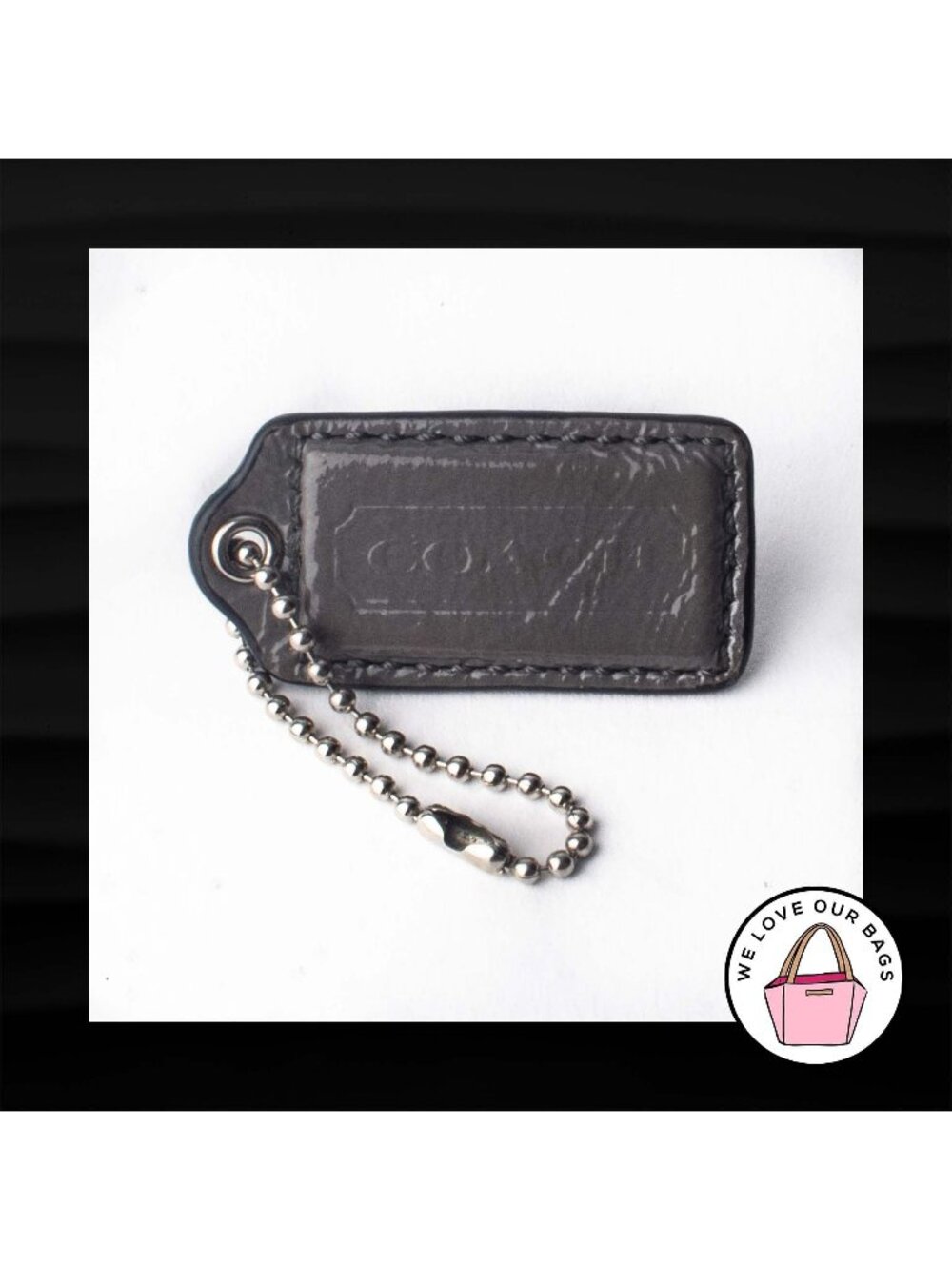 2" Medium COACH GRAY PATENT LEATHER KEY FOB